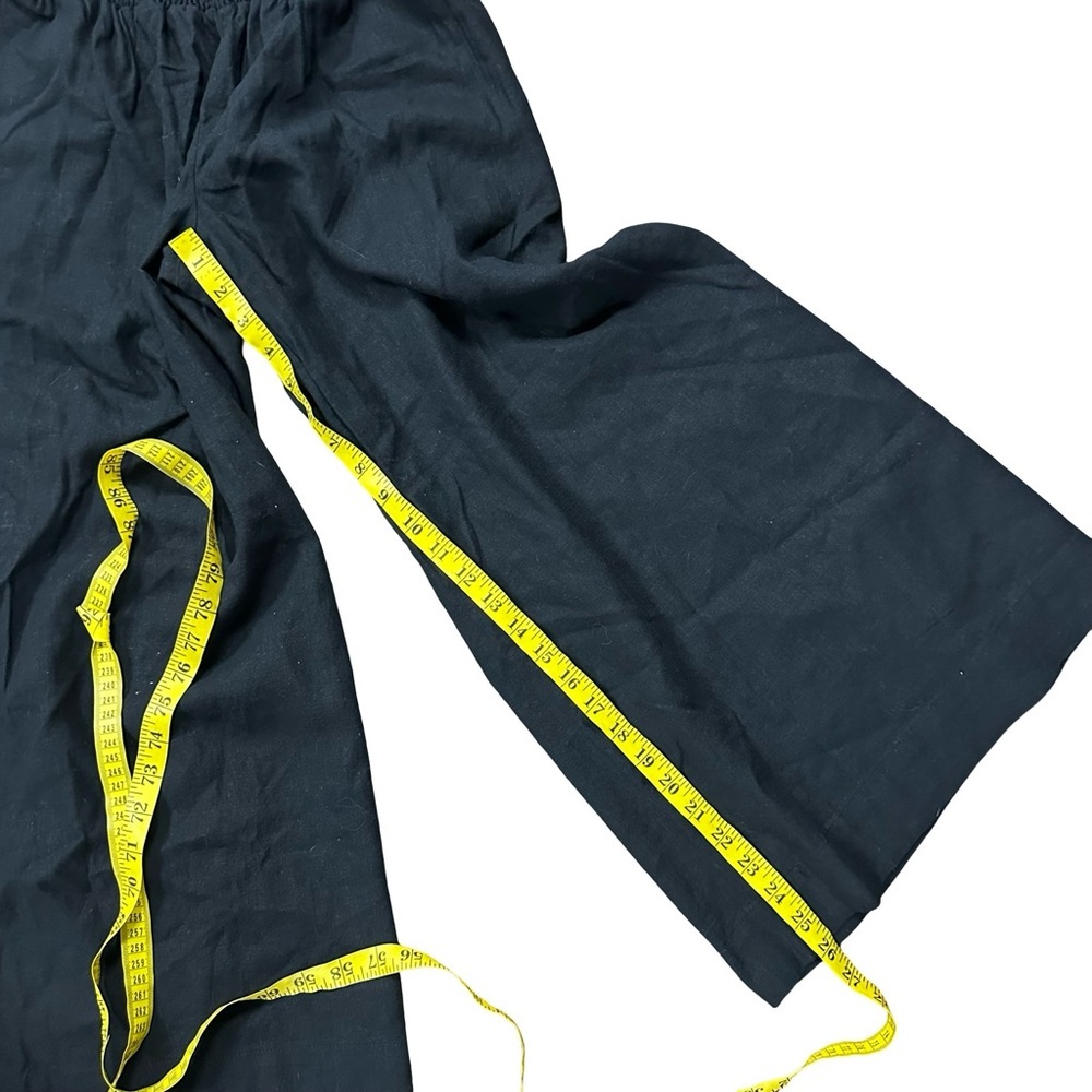 Old Navy Black Linen Blend Super Wide Leg Mid Rise Palazzo Pants Sz XS Stretchy - Picture 8 of 10